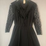 None Vintage Black Lace Dress Ladies Sz Med Victorian Look Photo 1