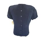 Dana Buchman ‎ NWT 100% Silk Dark Navy Short Sleeve Button-up Back Blouse Size 6 Photo 4