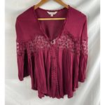 Charming Charlie Boho Lace detail Pink Blouse Size Small Photo 0
