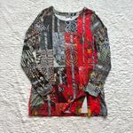 Simply Art by Dolcezza Long Sleeve Top M Artsy Stretchy Art to Wear Animal Print Red Size M Photo 4