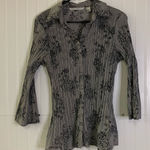 Fred David  Black and White Pleated Blouse Size Medium Photo 0