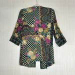 Vtg Lady Carol Petites of NY Open Cardigan‎ Jacket Sz 8 Boho Floral 3/4 Sleeves Black Photo 8