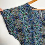 SW3 BESPOKE Silk Dress Cover Up Kaftan Size Small Colorful Paisley Boho Swimsuit Blue Photo 2