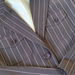 Larry Levine  Signature Striped Brown White Sz 14 Fitted Blazer Photo 7