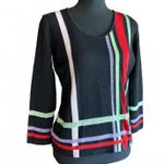 Armani Collezioni Vintage Armani Sweater Small Black with Multicolor Pullover Photo 0