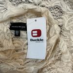 Buckle Black Lace Turtle Neck Sleeveless Top Ivory XS Photo 4