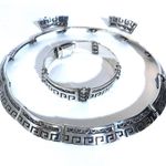 STERLING MID CENTURY MODERN CHOKER BRACELET EARRINGS COLLECTIBLE ARTICULATED SET Silver Photo 12