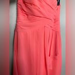 David's Bridal  Bridesmaid Dress Coral Pink Sweetheart Pleated Chiffon Ruffle Sz10 Photo 1