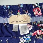 Slinky Brand Antthony Originals Size 1X Blue & Pink Floral Print Ruched Leg Pull On Pants Photo 3