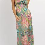 L’ABEYE Boutique Lorie Valley Satin Maxi Dress Green Size L Photo 1