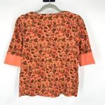 Sundance  Women's Floral Waffle Knit Henley Neck Thermal Top Orange Medium‎ Photo 1