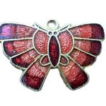 Boutique Delicate Butterfly Necklace Pendant Bracelet Charm Metallic Red and Gold Tone Photo 1