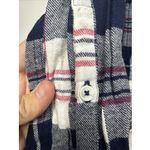 Woolrich  Women’s Large Plaid Flannel Shirt Navy Red White Button Up Long Sleeve Photo 4