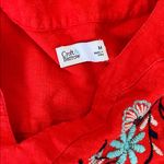 Croft & Barrow Embroidered Splitneck Linen Blend Dress Lava Flames Orange Size M Photo 5