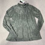 Cable & Gauge  Green Lace Mock Neck Blouse Long Sleeve Size Large Nwt Photo 7