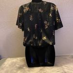 Haute Monde  Black & Floral Satin One Piece Blouse Photo 6