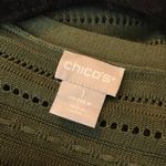 Chico's Open Front Green Textured Maxi Cardigan Open Knit Size 1 (US Size M) Photo 2