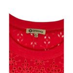 Democracy  Womens Tops Tank Floral Eyelet Boxy Fit Sleeveless Pullover Red Sz. XL Photo 1