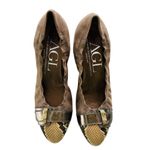 AGL Cap Toe Low Wedge Brown Suede Size 39 Snake Buckle Comfort Photo 1