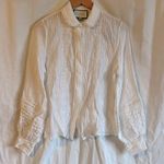 Alexis  Greyson Smocked Lace Long Sleeve Button Up Collared Blouse Top Photo 1