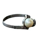Antique Edwardian Diamond & Pearl Ring Hallmarked Wedding Promise Jewelry Silver Photo 7