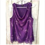 Apt. 9  Sz L Gorgeous Sleeveless Purple Floral Blouse Top Flowy & Flattering Photo 6