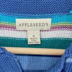 Appleseed's Vintage Womens Stripe Cotton Collared Long Sleeve Cardigan Multicolo Blue Photo 3