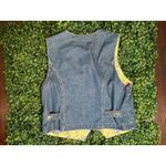 Vintage LizWear Bohemian Blue Yellow Floral Denim Reversible Vest Photo 3