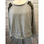 Shyanne Medium Country Pullover Sweatshirt Shirt cold shoulder Sequins Gray Photo 10