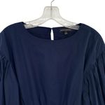 Banana Republic Cinched Waist Bishop Sleeve Top Navy Blue Photo 2
