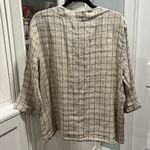 Flax  Beige and Black Plaid Check Linen Summer Jacket, Size M Photo 7