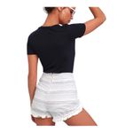 Lulus  Savvy Blue and White Striped White Fringe Along Sides Hem Shorts Medium Photo 9