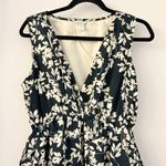 Garnet Hill Sleeveless Surplice Viole Floral Dress in Dark Green Ivory Size 14 Photo 2