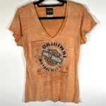 Harley davidson v neck short sleeve shirt Womens Size M‎ Orange Texas Motorcycle Size M Photo 0
