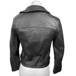 Topshop Womens Black Faux Vegan Leather Zip Up Collar Moto Coat Jacket Size 2 Photo 1