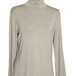 Max Mara Jersey Knit Turtleneck Top Womens XL Taupe Long Sleeve Photo 0