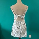 American Eagle Floral Tie-Back Mini Dress White Ditsy & Blue Cut Out Size S Photo 4