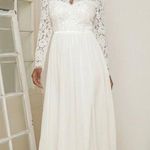 Lulu’s Forever Starts Tonight White Lace Long Sleeve Maxi Wedding Bridal Dress Size XS Photo 0