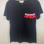 Entro NWOT  Black Tee with Embellished Pocket Photo 2