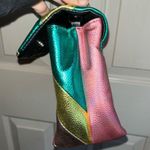 Kurt Geiger peacock purse in multi color leather with black lining. GUC. Photo 3