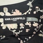 Karl Lagerfeld Floral Print Black Bell Long Sleeve Blouse Size XL Flowy Stretch Photo 6