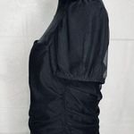 Princess Polly Black Charvi Mini Dress Size 18 Ruched Mesh Overlay Short-Sleeve Photo 4