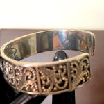 Sterling Silver  Granulated Oxidized Scroll Cuff Bracelet Vintage Photo 7