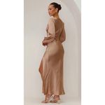NWT‎ Billy J Brigitte Brown Satin Maxi Dress Plus Size 20 Tan Photo 2