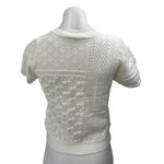 Heartloom  Women's White Eyelet Crochet Knit Crewneck Short Sleeve Sweater Top M Photo 1