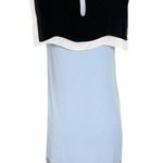 L'Agence  Silk Colorblock Shift Dress Sleeveless Cape Neck Blue Gray Black 2 Photo 7