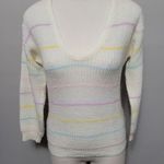Vintage Spunky 80s pastel stripe vneck sweater size small Photo 0