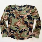 Veronica Beard Porter Camo 3/4 Puff Sleeve Top Size Small Cotton Slim Fit Photo 1