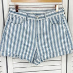 American Eagle  Outfitters Striped High Rise Mom Jean Shorts Blue White 10 Cuffed Photo 0