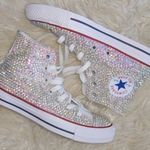 Womens Bling Shoes AB Rhinestones Sneakers Pink Size 8 Photo 4